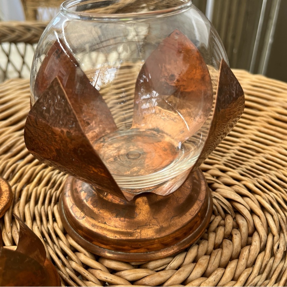 Butte Copper Co. Copper and Glass Candle Holders- Montana, USA - Picture 2 of 10